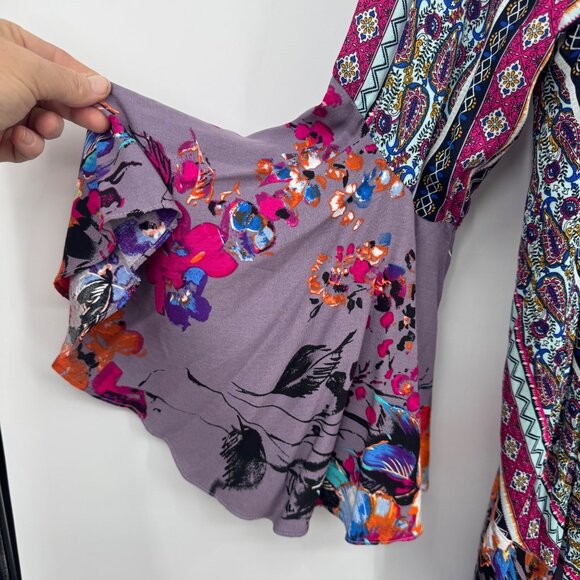 Umgee Kimono‎ Colorful Festival Boho Floral  Bell Sleeve Long Size large long li - Picture 4 of 10